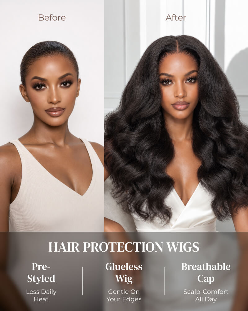 Arabella Zerowear™ Invisible HD Lace Glueless Wig 13x6 Lace Yaki Body Wave 100% Human Hair Natural Black