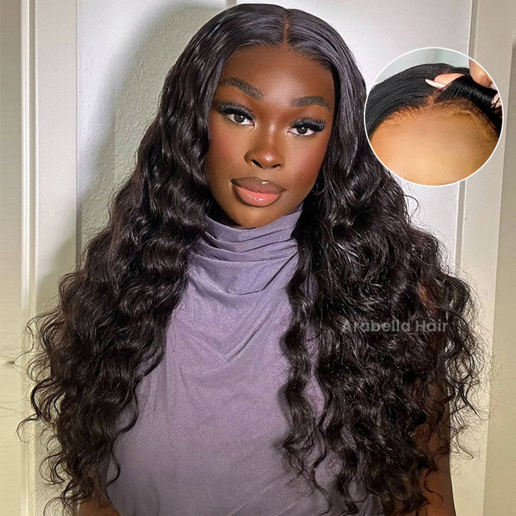 【BOGO】Arabella 4x4 Lace Closure Loose Deep Wave Wig Realistic Hairline Natural Black 100% Human Hair Wig