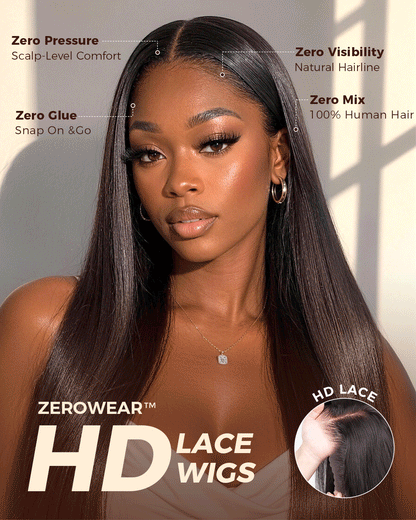 Arabella 13x6 Three-Go™ Glueless Wig Silky Straight With Drawstring Natural Black 100% Human Hair Wig