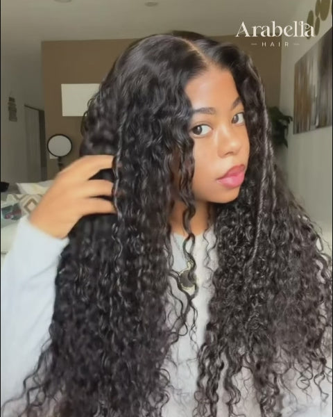 Arabella 13x6 Three-Go™ Glueless Wig Water Wave With Drawstring Natural Black 100% Human Hair Wig