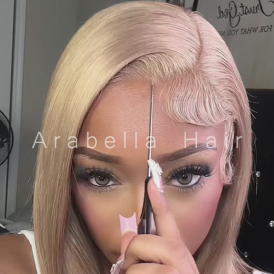 【BOGO】Limited Design Ash Honey Blonde Colored Straight Bob Glueless 6x5 Pre-Cut Lace Human Hair Wigs