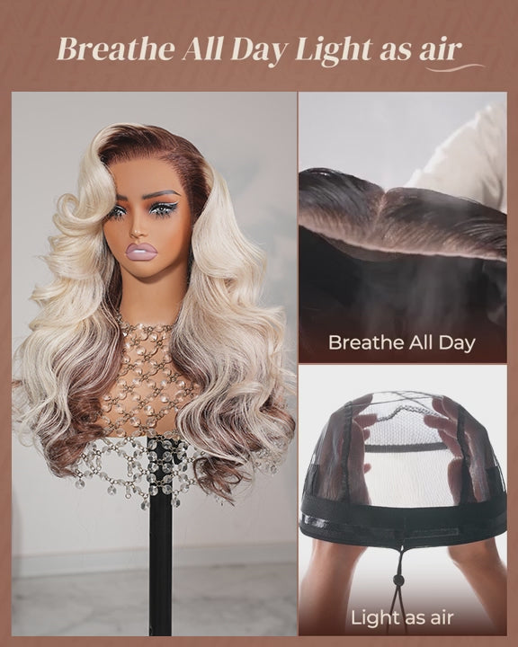 Arabella 13x6 Three-Go™ Blonde and Brown Ombre Glueless Wig Loose Body Wave With Drawstring
