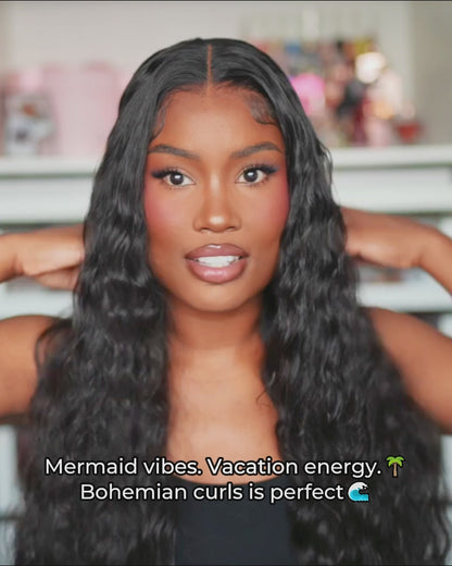 Arabella 13x4/6x5 Lace Bohemian Curl Wig Pre-cut Lace Natural Black Beginner Friendly