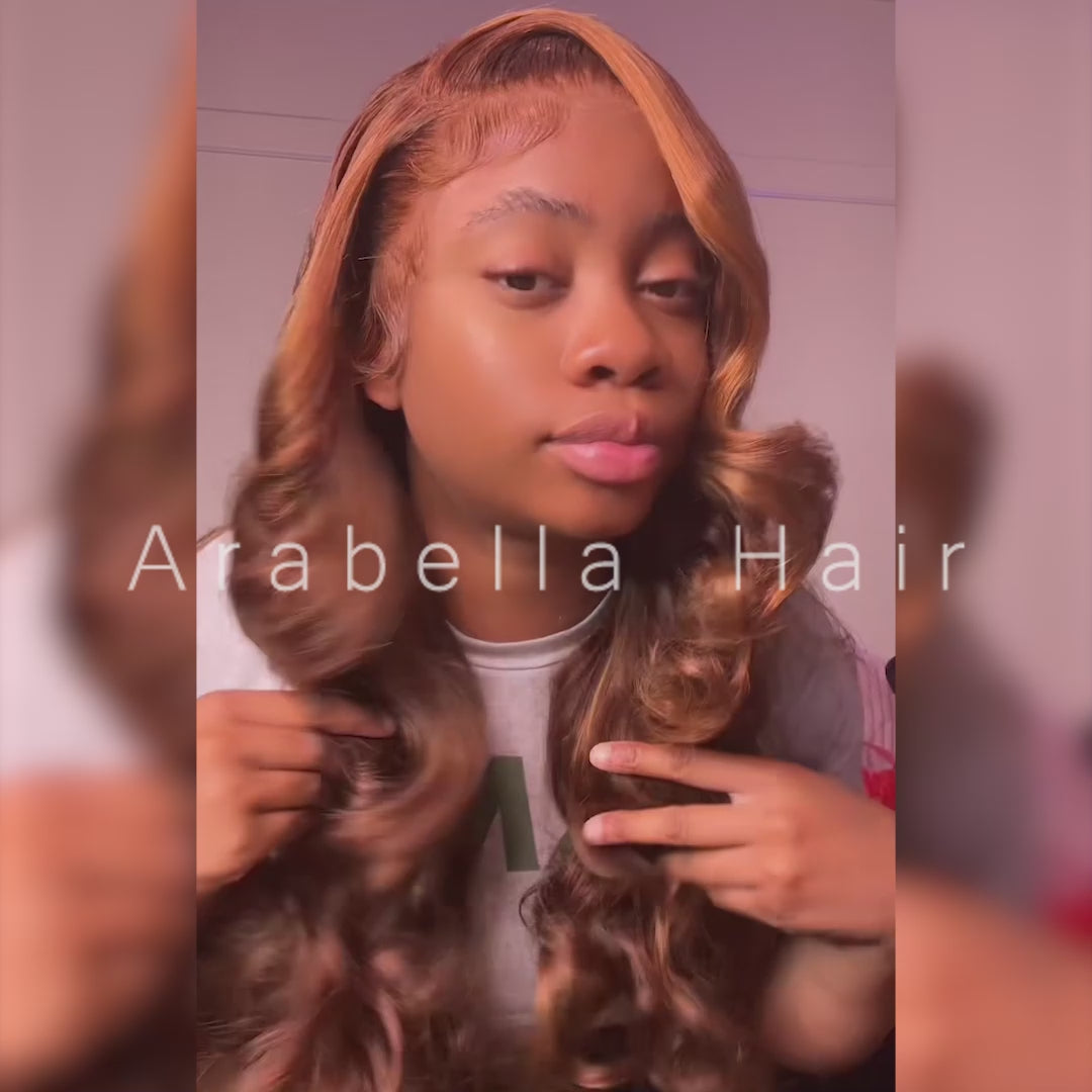【Subscriber Deal】Dark Brown With Highlight Colored Body Wave 13x4 Lace Front Human Hair Wigs