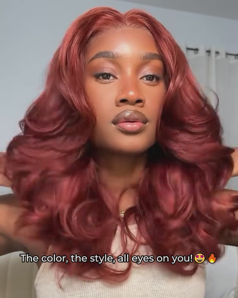 Arabella 13x6 Three-Go™ Reddish Brown Glueless Wig Loose Body Wave With Drawstring 100% Human Hair Wig