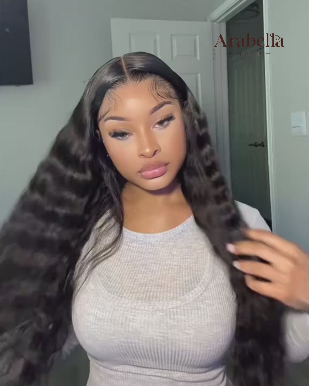 Arabella 13x6 Three-Go™ Glueless Wig Bohemian Curl With Drawstring Natural Black 100% Human Hair Wig