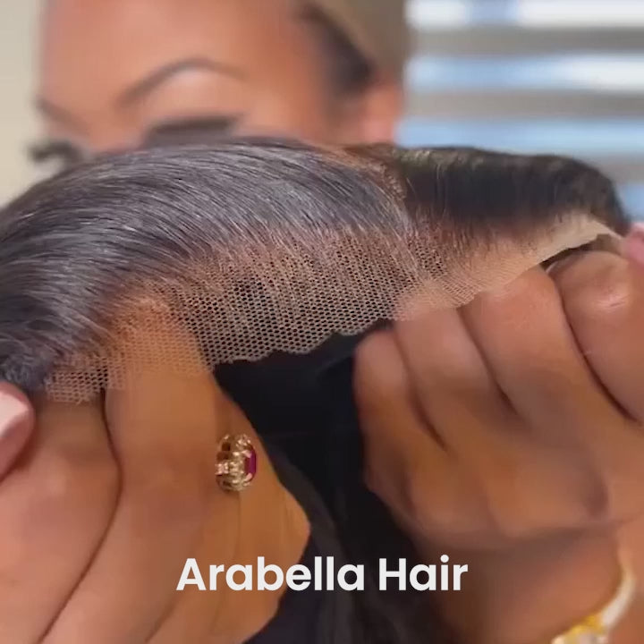 Arabella 6x5 invisible knots Glueless Silky Straight Wig Pre-cut Lace Natural Black Beginner Friendly