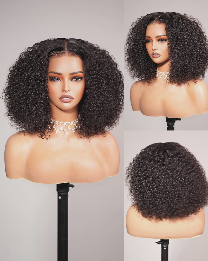 Arabella 13x6 Three-Go™ Glueless Wig Jerry Curly With Drawstring Natural Black 100% Human Hair Wig