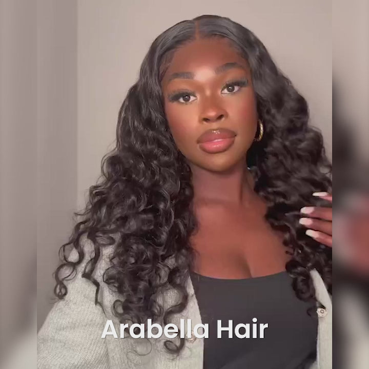 Arabella 6x5/13x4 Lace Glueless Natural Loose Deep Wave Wig Pre-cut Lace Natural Black Beginner Friendly