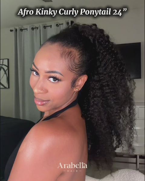 Arabella Afro Kinky Curly Ponytail Natural Black Hair Extensions Instant Volume 100% Human Hair