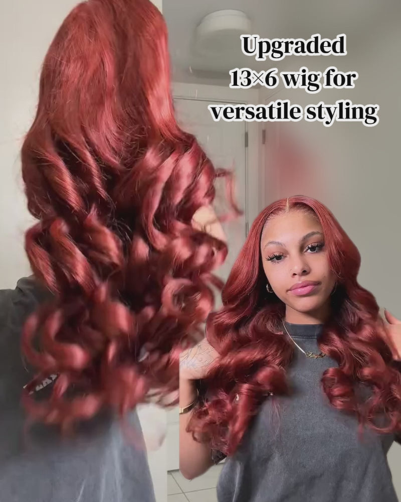 Arabella 13x6 Three-Go™ Reddish Brown Glueless Wig Loose Body Wave With Drawstring 100% Human Hair Wig