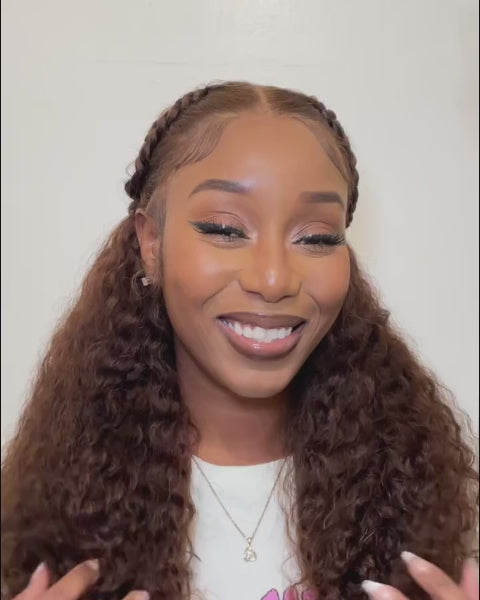Arabella 13x6 Three-Go™ Chocolate Brown Glueless Wig Water Wave With Drawstring 100% Human Hair Wig