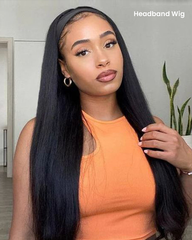Arabella 3 In 1 Half Wig Glueless Silky Straight Wig Invisi Drawstring Natural Black Endless Protective Styles