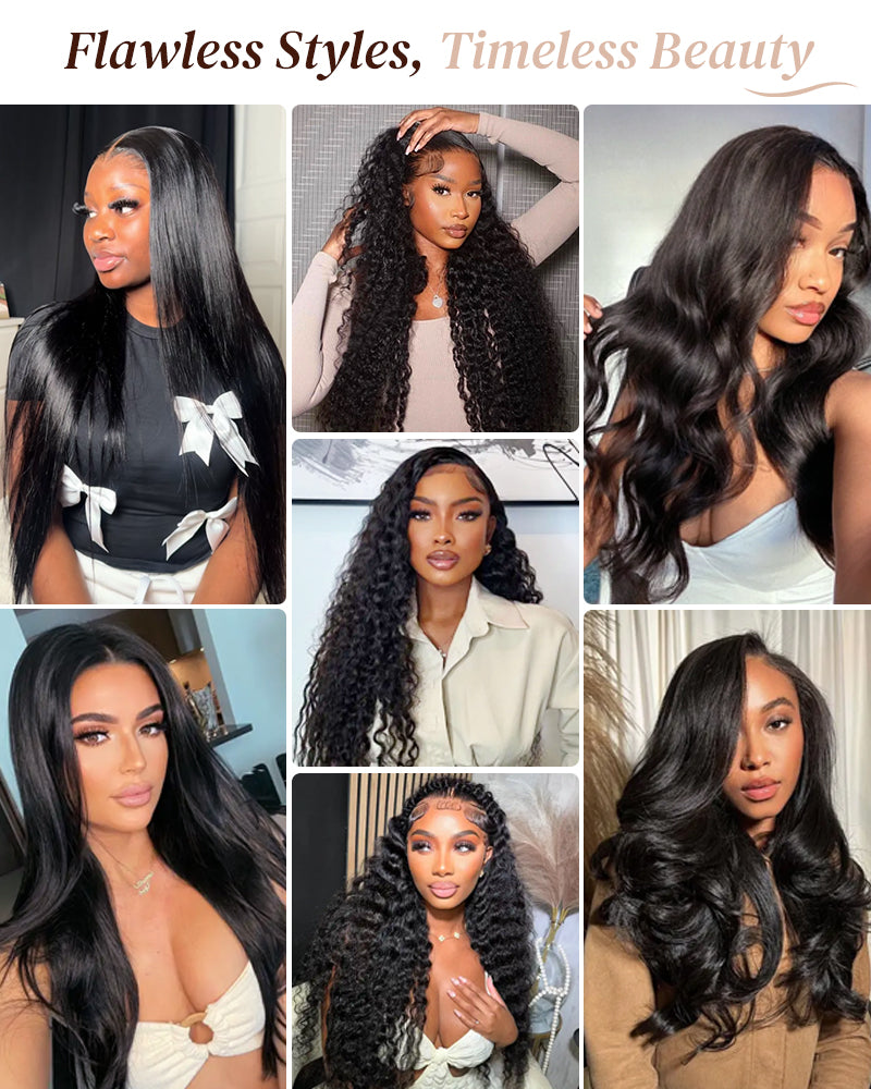 Arabella 6x5 Invisible Knots Glueless &amp; 13x4 Frontal Lace Silky Straight Wig Pre-cut Lace Natural Black Beginner Friendly