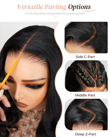 【BOGO】Silky Straight Natural Black 13x4/6x5 Pre-Cut Lace Front Human Hair Wig