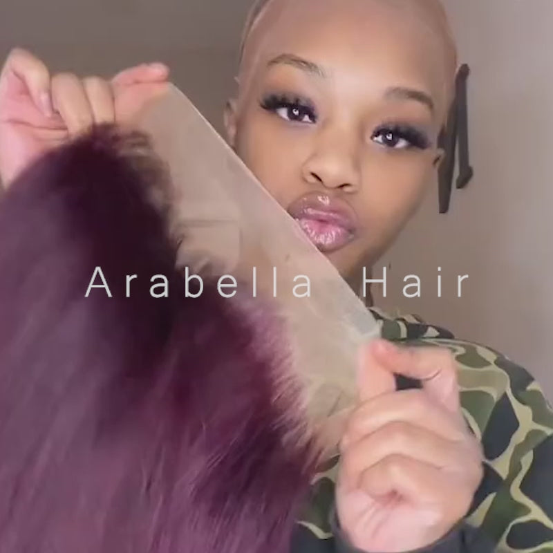 Arabella 6x5/13x4 Lace Glueless Dark Plum Straight Wig Pre-cut Lace Beginner Friendly