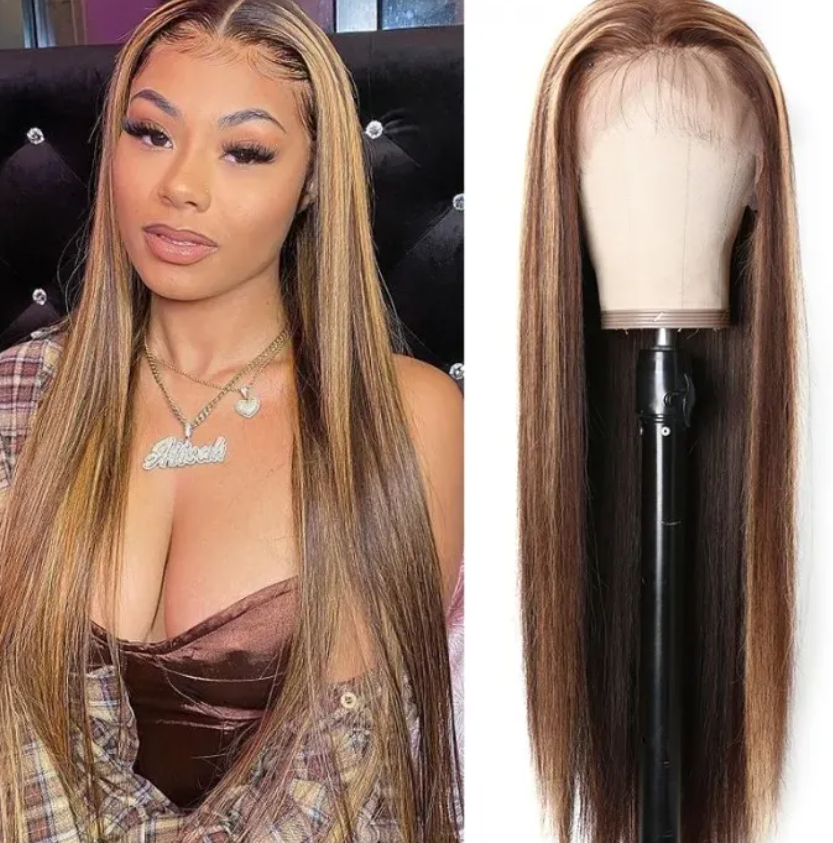 000 4x4 Lace Closure Straight Piano Highlight Colored Wig - Glueless Human Hair Wig
