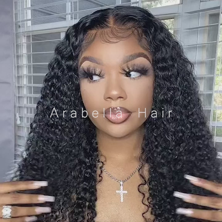 Arabella 6x5 invisible knots Glueless Jerry Curly Wig Pre-cut Lace Natural Black Beginner Friendly